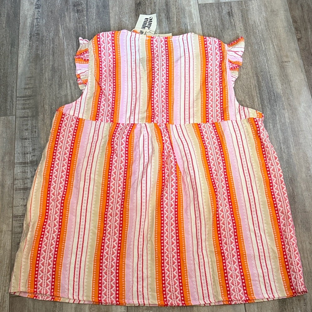 Savanna Jane Pink and‎ Orange Striped Blouse - Picture 4 of 7